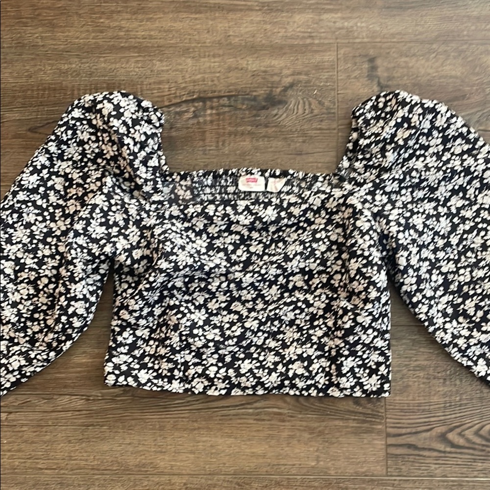 Floral Black and White Women's Top